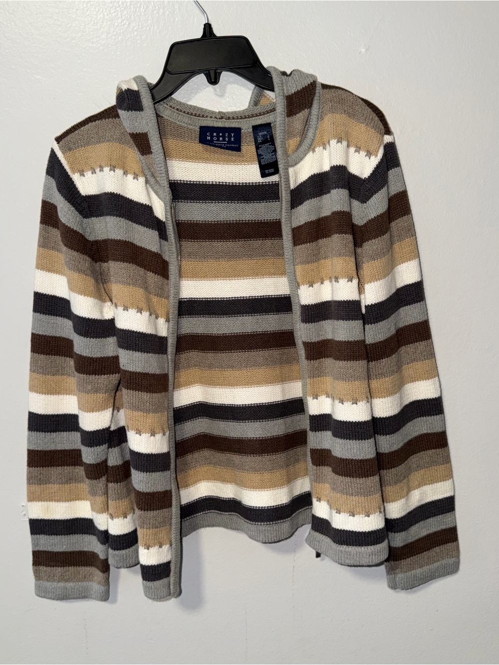 Croft & Barrow Striped Hooded Sweater - Neutral Multi